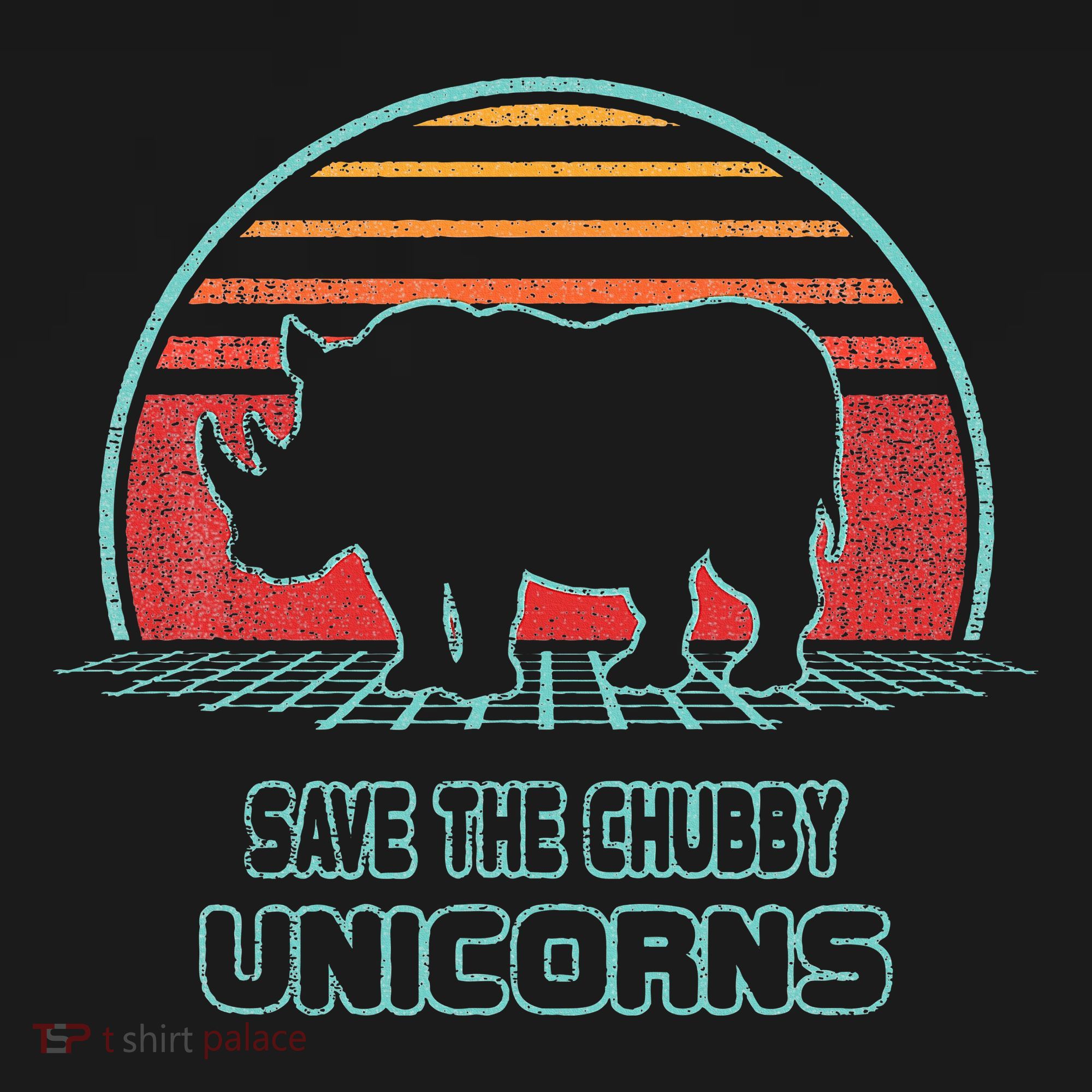 Rhino Save The Chubby Unicorns Retro 80s Style Funny T-Shirt