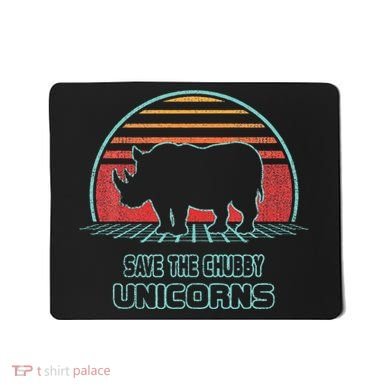 Rhino Save The Chubby Unicorns Retro 80s Style Funny Mousepad