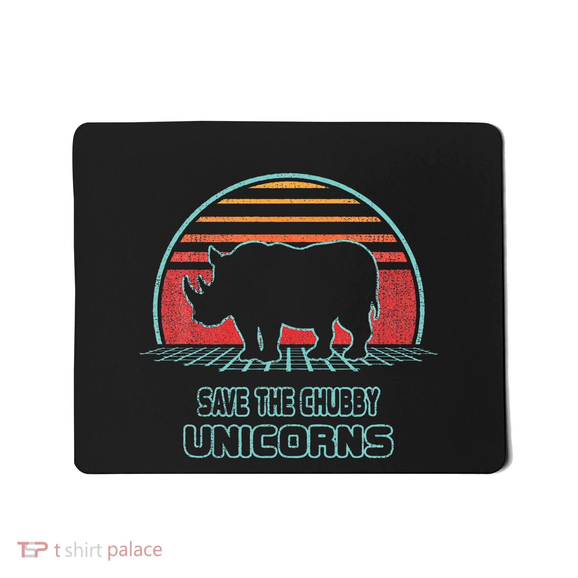 Rhino Save The Chubby Unicorns Retro 80s Style Funny Mousepad