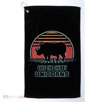Rhino Save The Chubby Unicorns Retro 80s Style Funny Golf Towel thumb 0