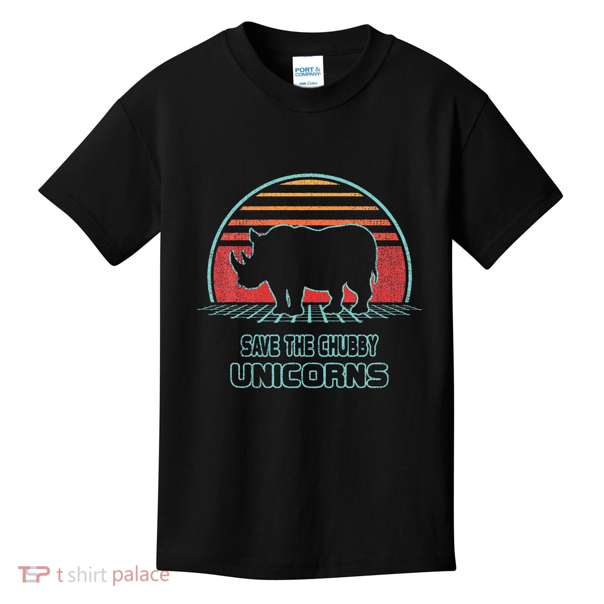 Rhino Save The Chubby Unicorns Retro 80s Style Funny Kids T-Shirt