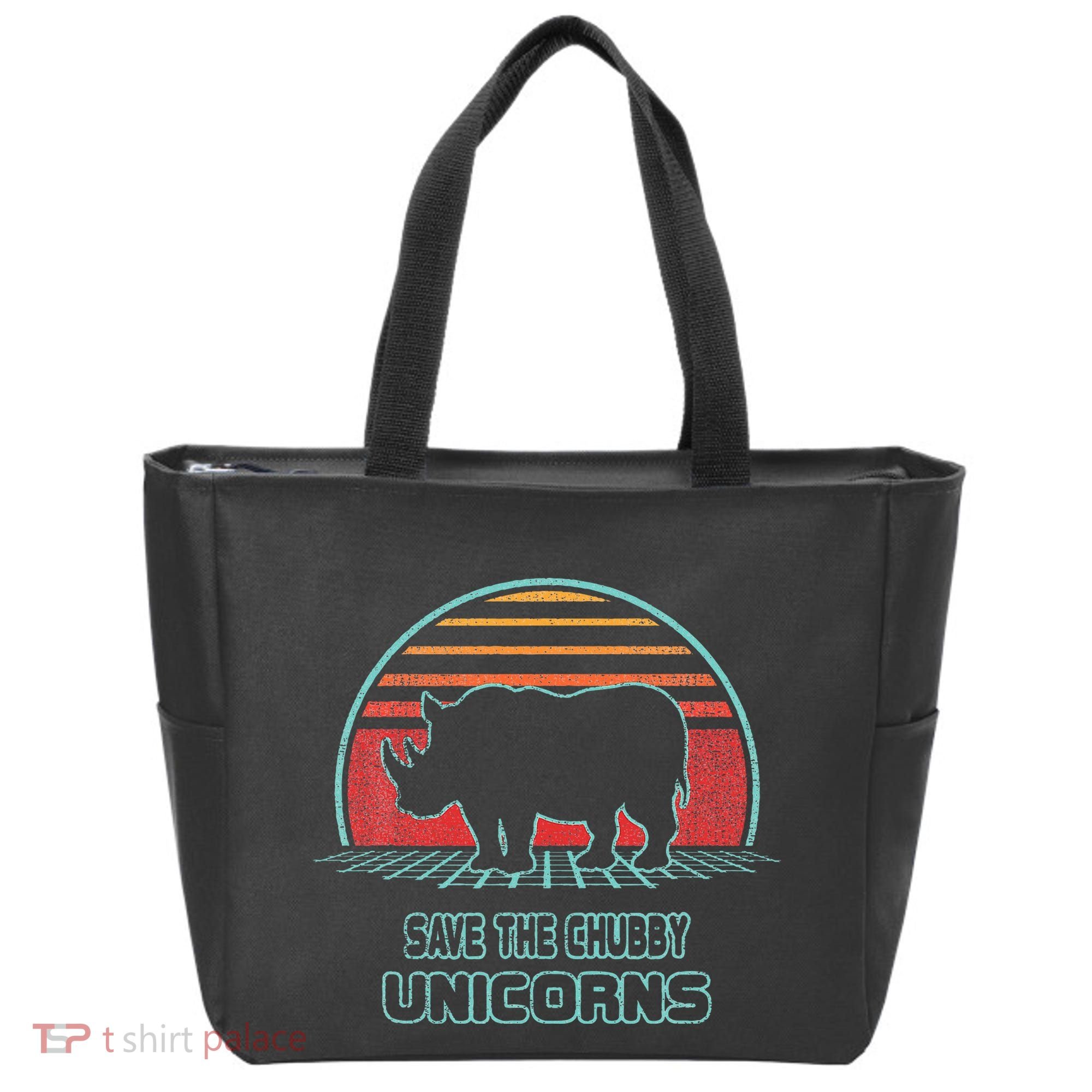 Rhino Save The Chubby Unicorns Retro 80s Style Funny Tote Bag