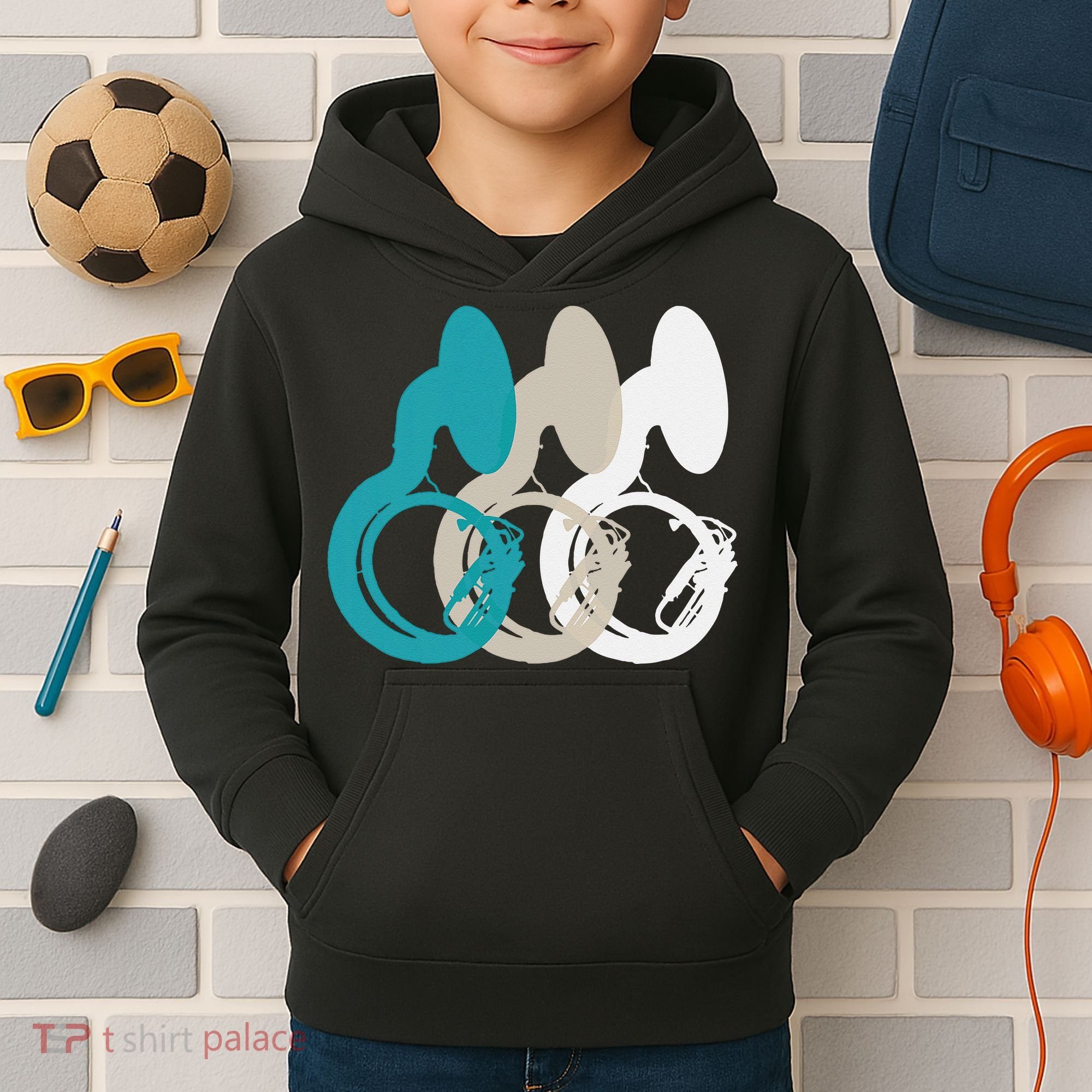 Retro Sousaphone Tuba Music Brass Band Gift Kids Hoodie