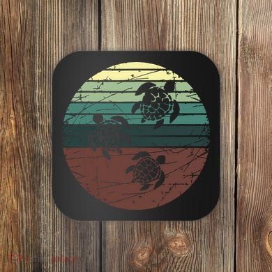 Retro Sea Turtle Coaster