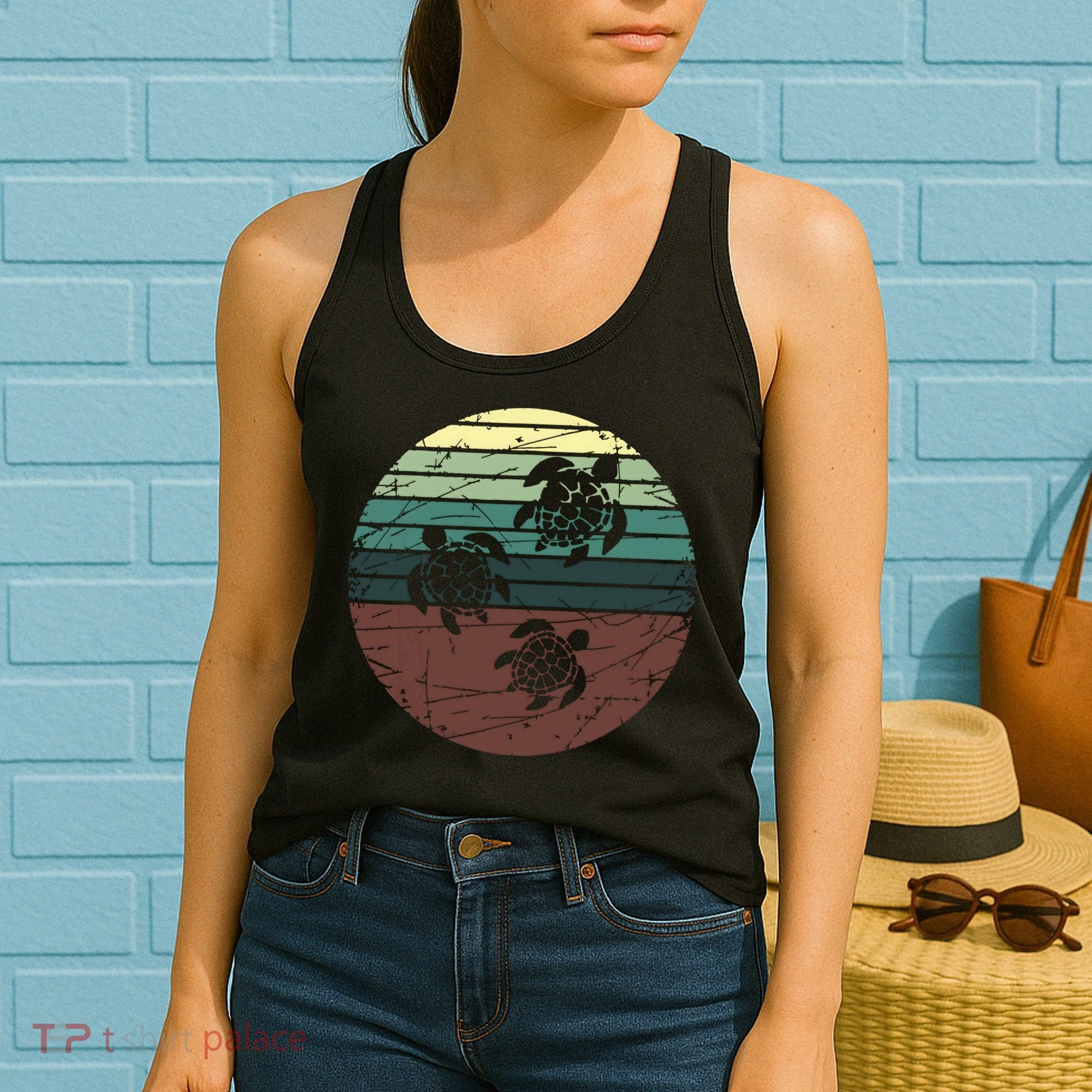 Retro Sea Turtle Women's Tank Top