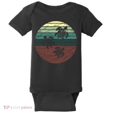 Retro Sea Turtle Baby Bodysuit