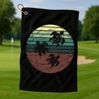 Retro Sea Turtle Golf Towel thumb 1