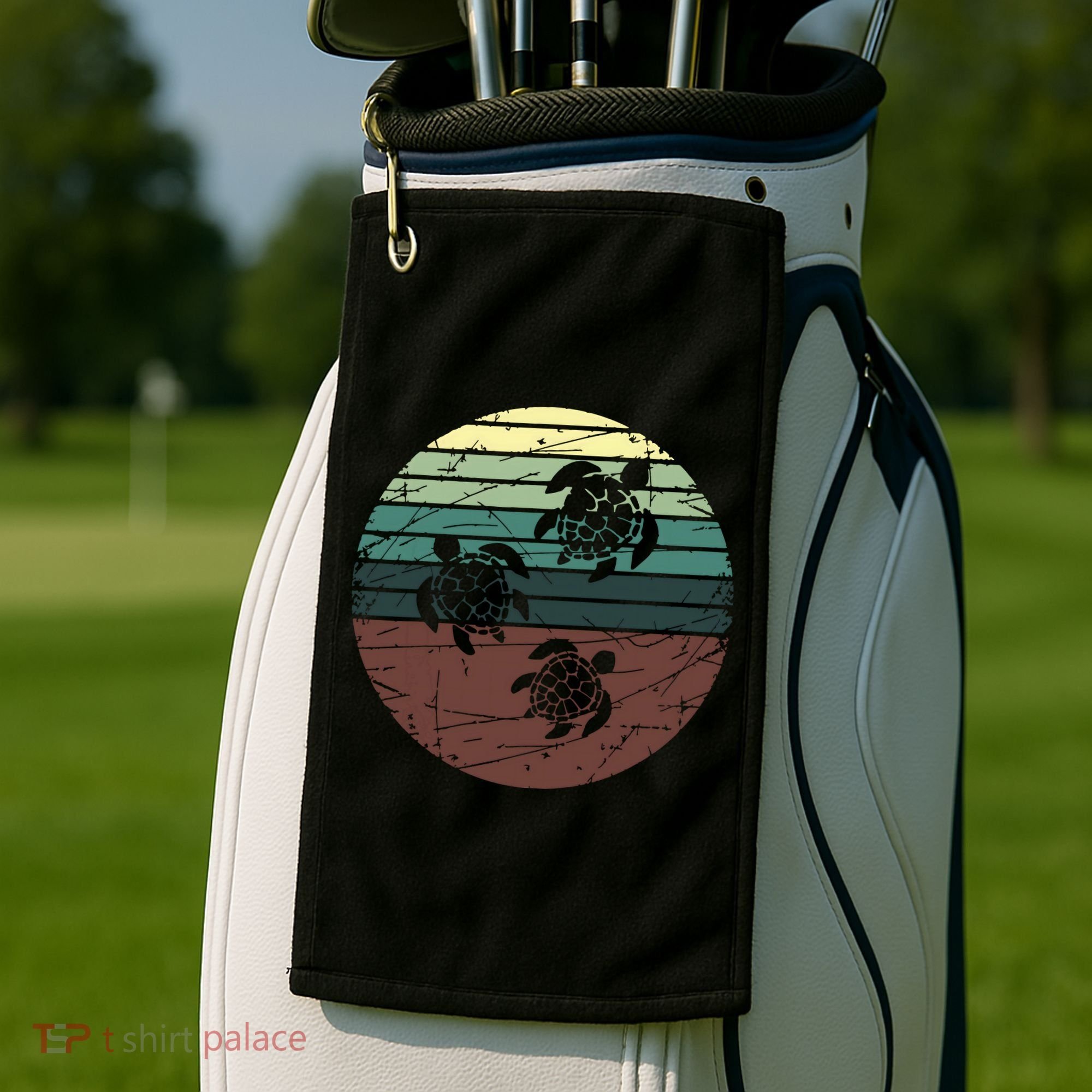 Retro Sea Turtle Golf Towel