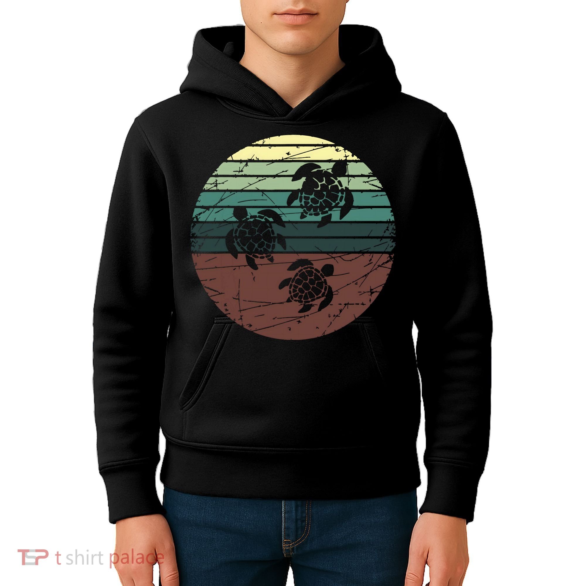 Retro Sea Turtle Kids Hoodie