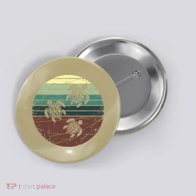 Retro Sea Turtle Button