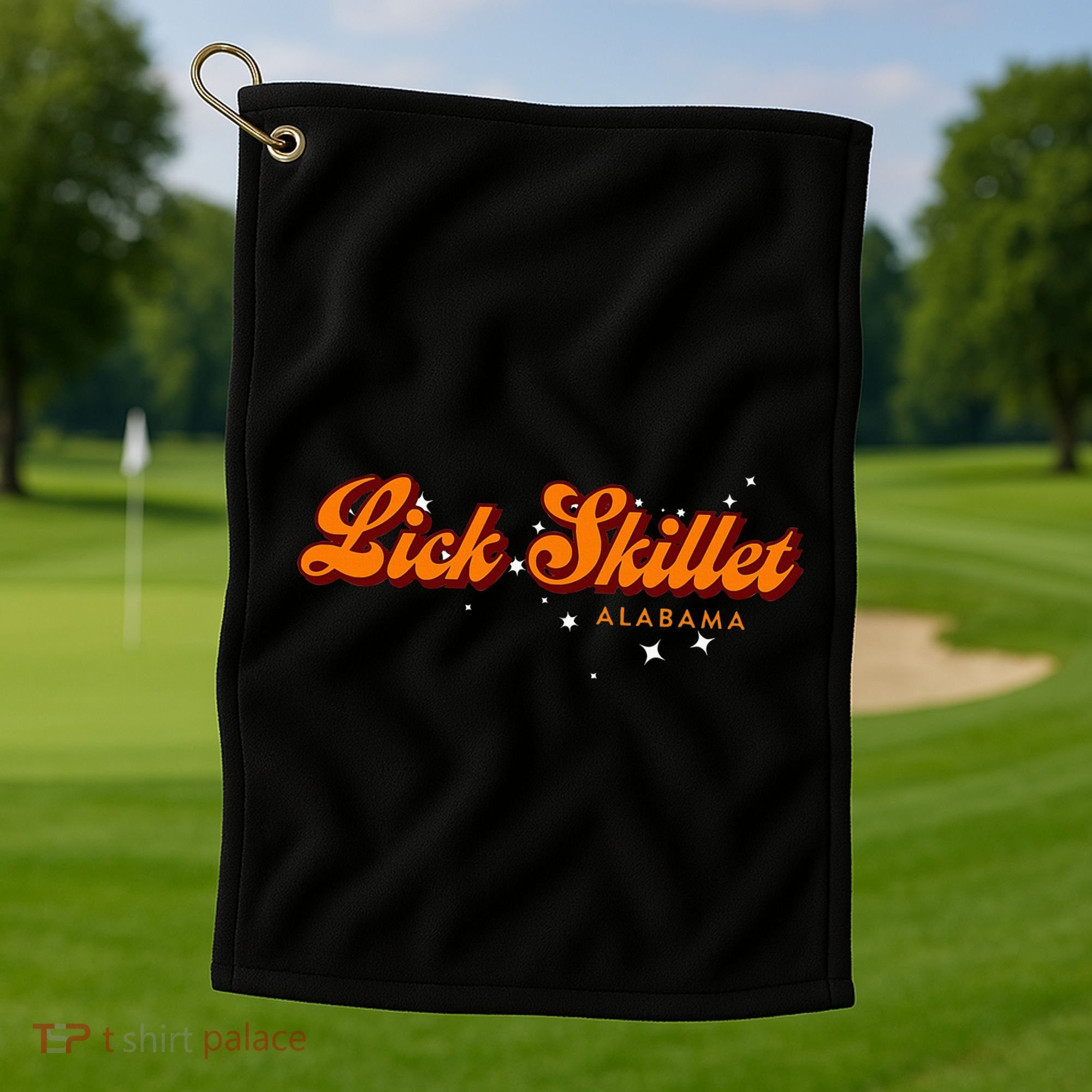 Retro Small Town Alabama Lick Skillet Golf Towel
