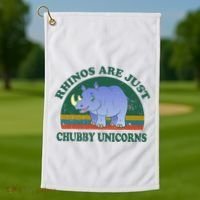 Rhino Save The Rhinos Are Just Chubby Unicorns Golf Towel thumb 1