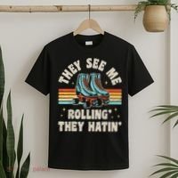 Roller Skating They See Me Rollin' They Hatin' Skater Skate T-Shirt thumb 2