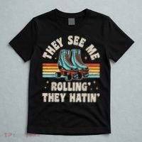 Roller Skating They See Me Rollin' They Hatin' Skater Skate T-Shirt thumb 5
