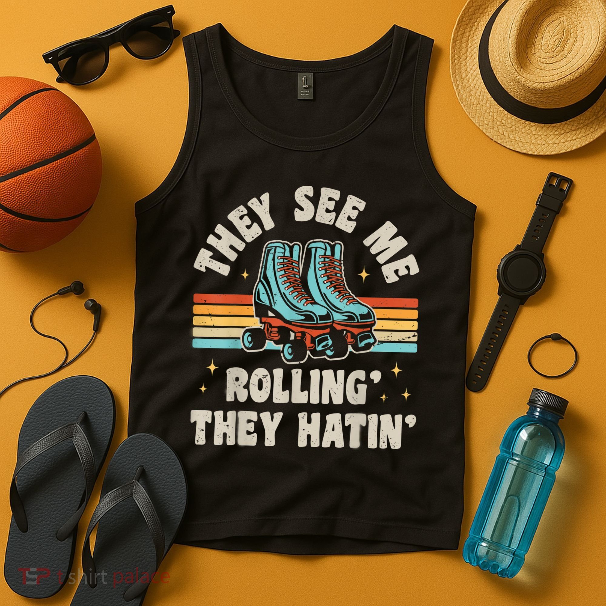 Roller Skating They See Me Rollin' They Hatin' Skater Skate Tank Top