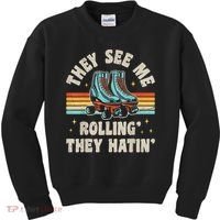 Roller Skating They See Me Rollin' They Hatin' Skater Skate Kids Sweatshirt thumb 0