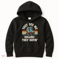 Roller Skating They See Me Rollin' They Hatin' Skater Skate Kids Hoodie thumb 0
