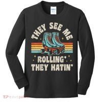 Roller Skating They See Me Rollin' They Hatin' Skater Skate Kids Long Sleeve Shirt thumb 0