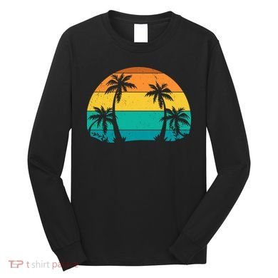 Retro Summer Tropical Beach Long Sleeve Shirt
