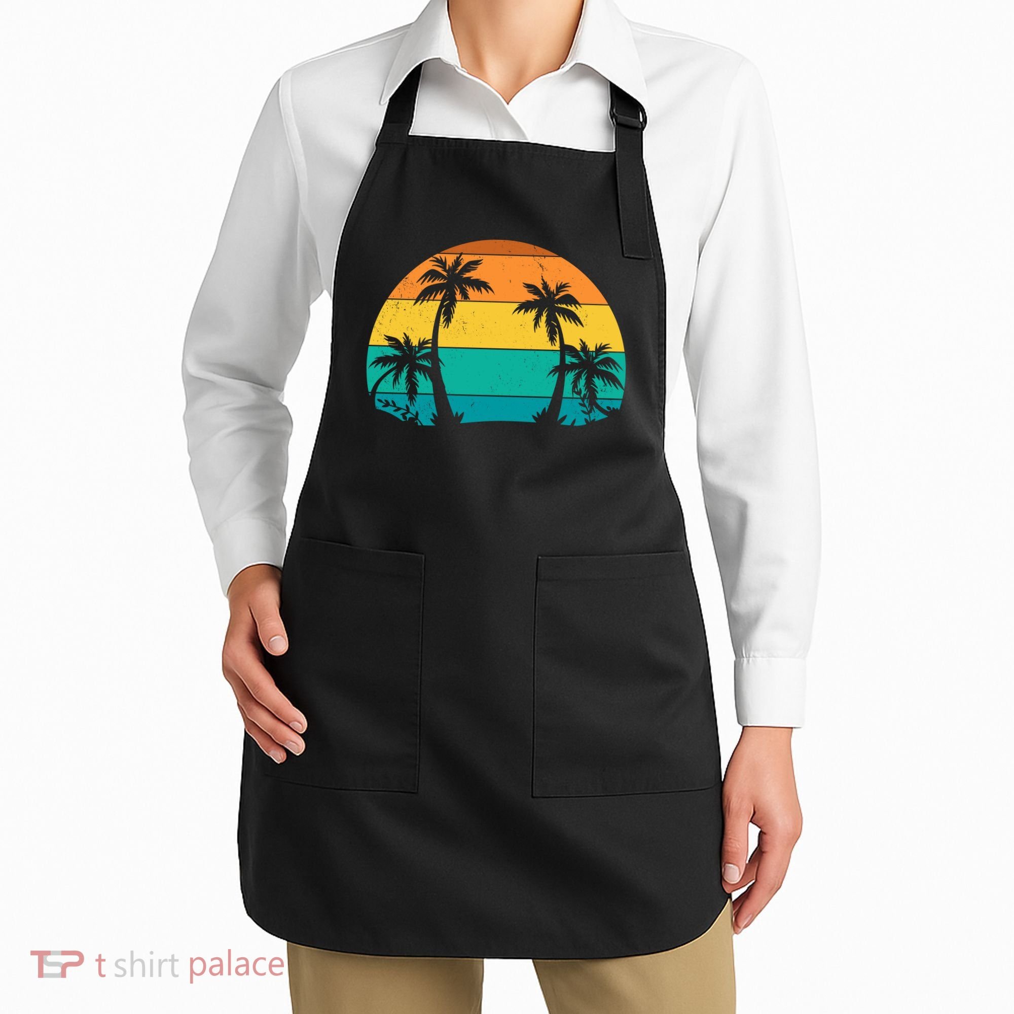 Retro Summer Tropical Beach Apron