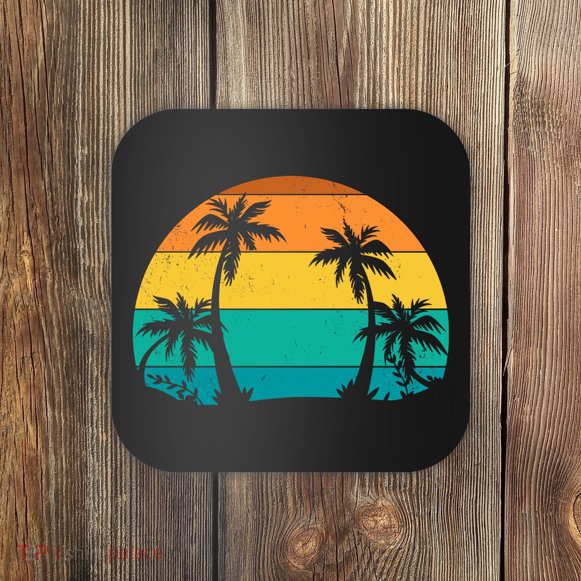 Retro Summer Tropical Beach Coaster