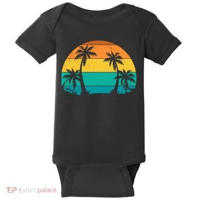 Retro Summer Tropical Beach Baby Bodysuit