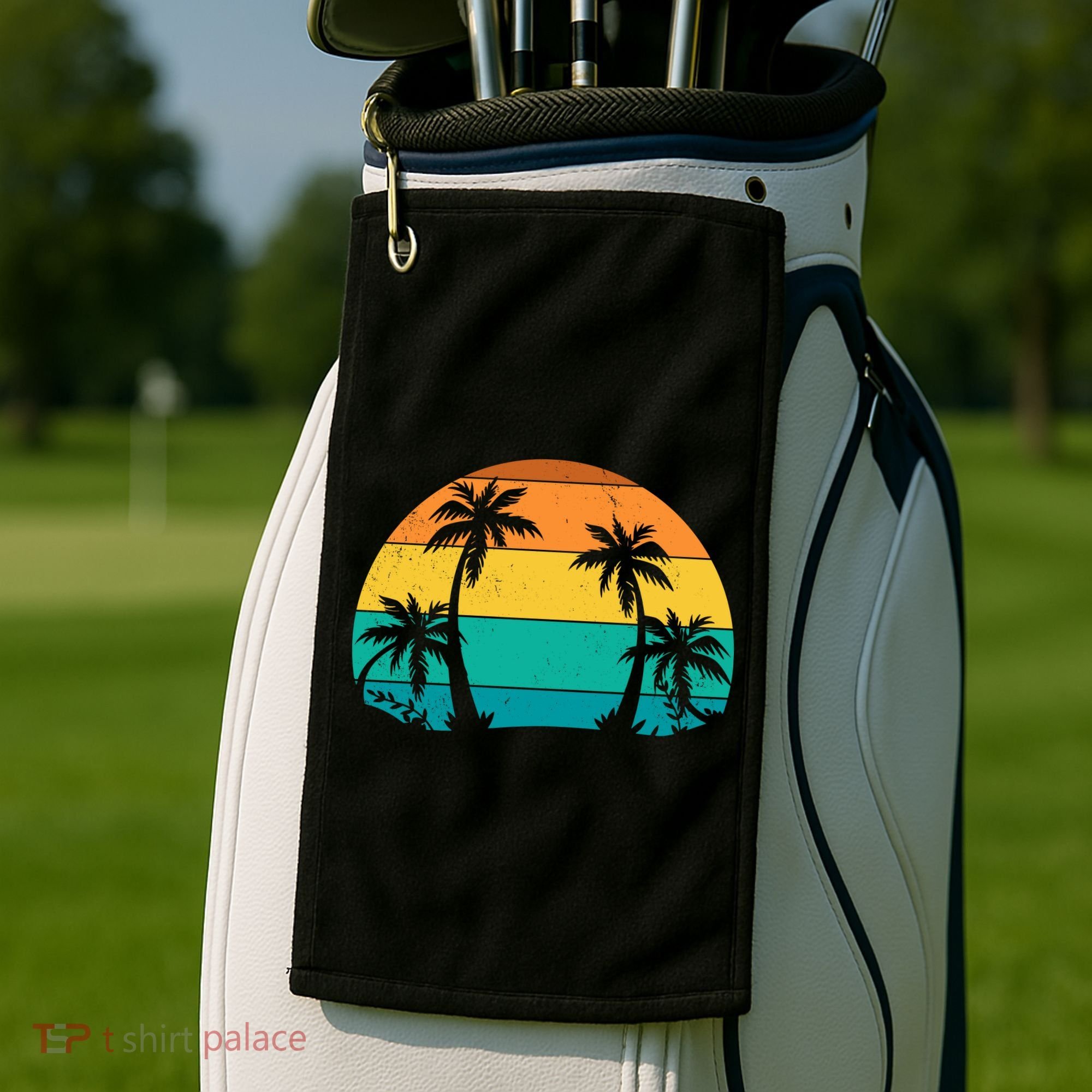 Retro Summer Tropical Beach Golf Towel