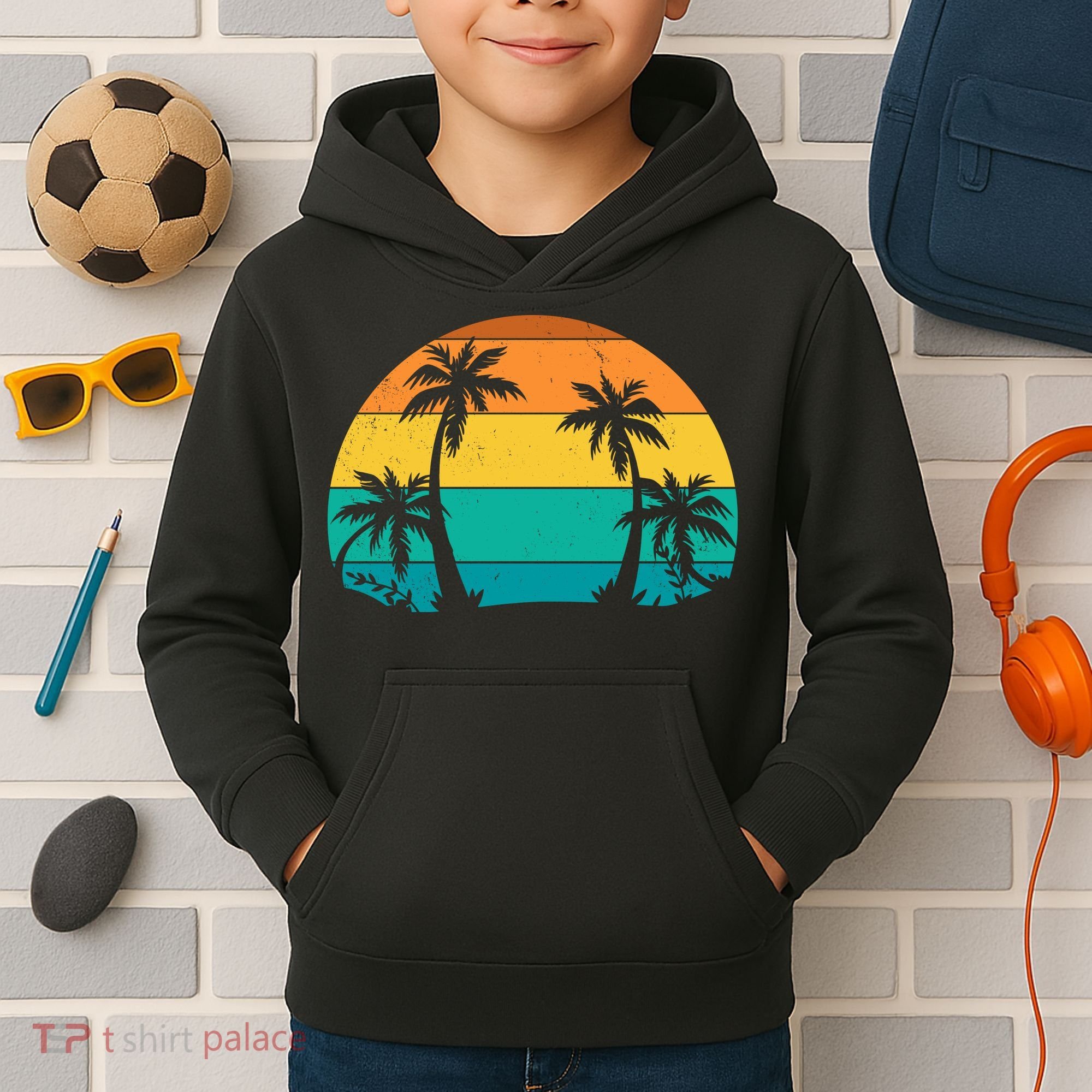Retro Summer Tropical Beach Kids Hoodie