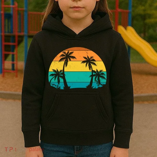Retro Summer Tropical Beach Kids Hoodie