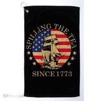 Retro Spilling The Tea Since 1773 4th Of July Gift Golf Towel thumb 0