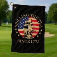 Retro Spilling The Tea Since 1773 4th Of July Gift Golf Towel thumb 1