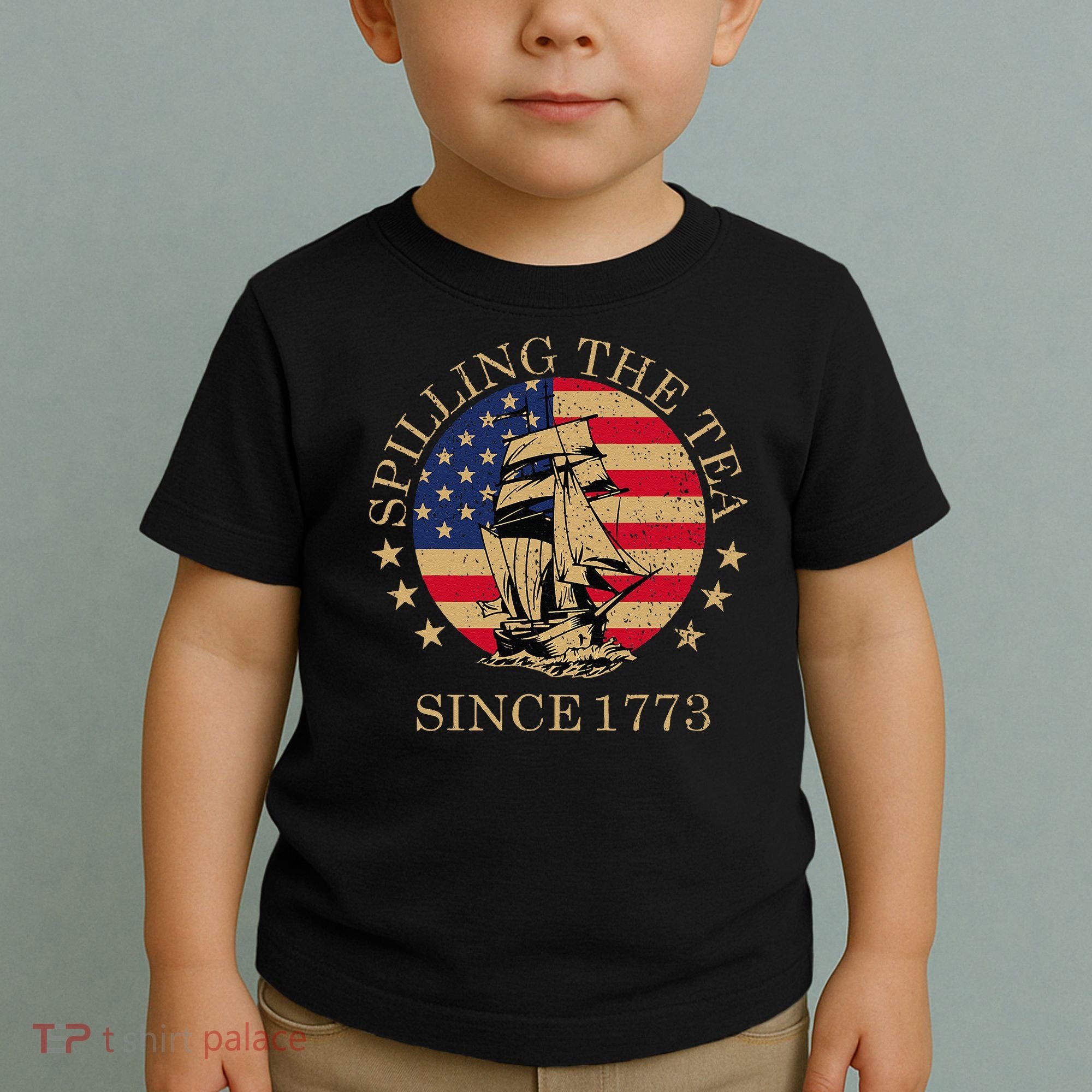 Retro Spilling The Tea Since 1773 4th Of July Gift Toddler T-Shirt