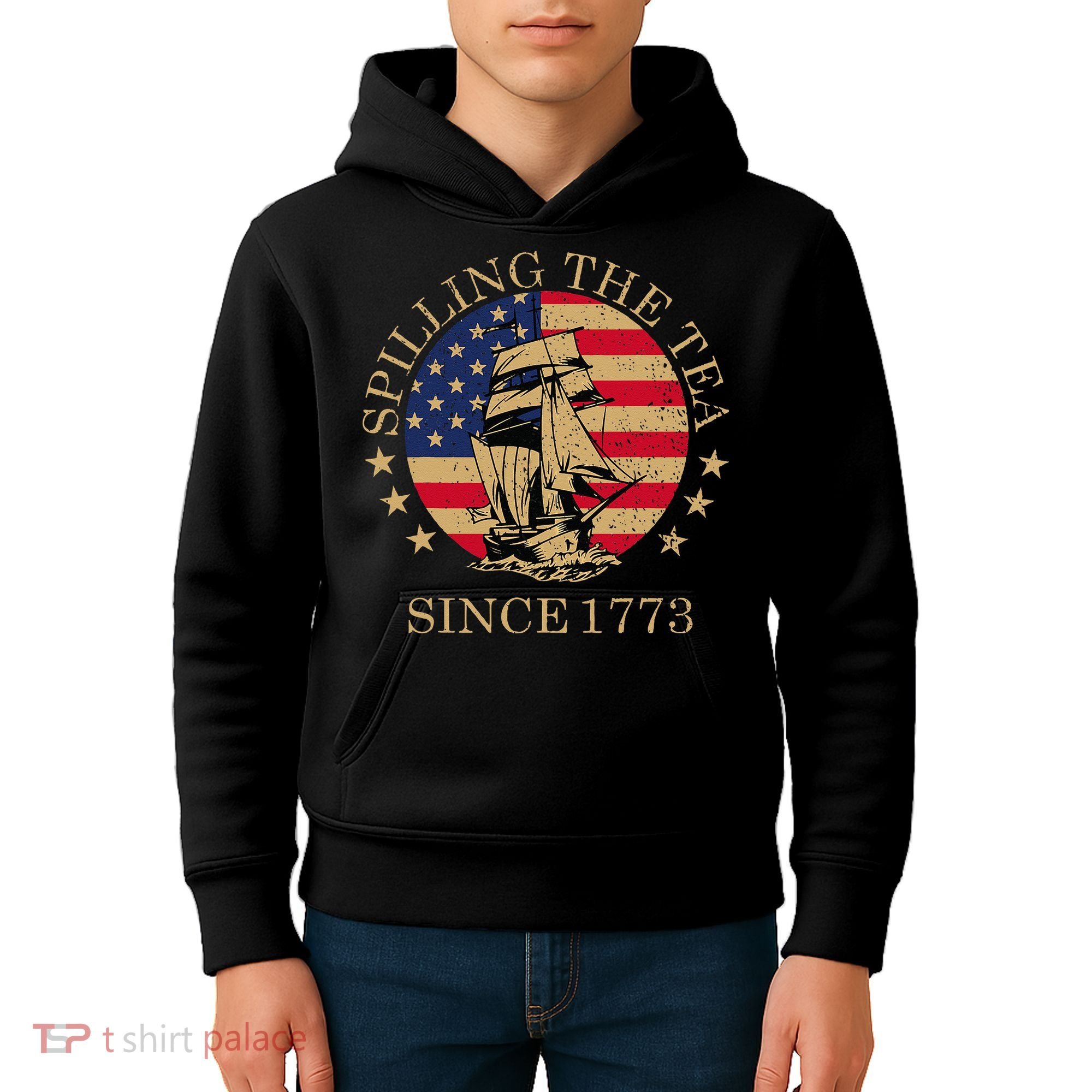 Retro Spilling The Tea Since 1773 4th Of July Gift Kids Hoodie