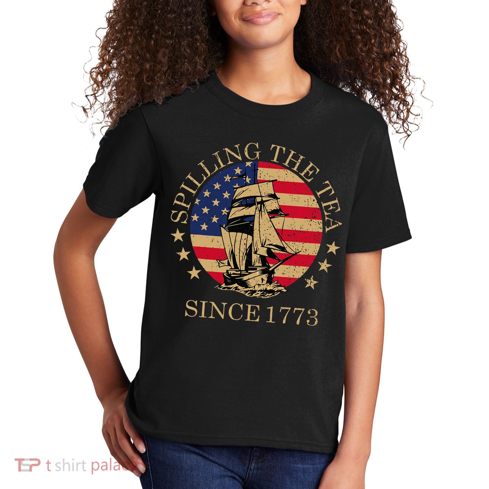 Retro Spilling The Tea Since 1773 4th Of July Gift Kids T-Shirt