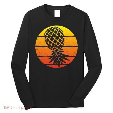 Retro Sunset Upside Down Pineapple Swinger Long Sleeve Shirt