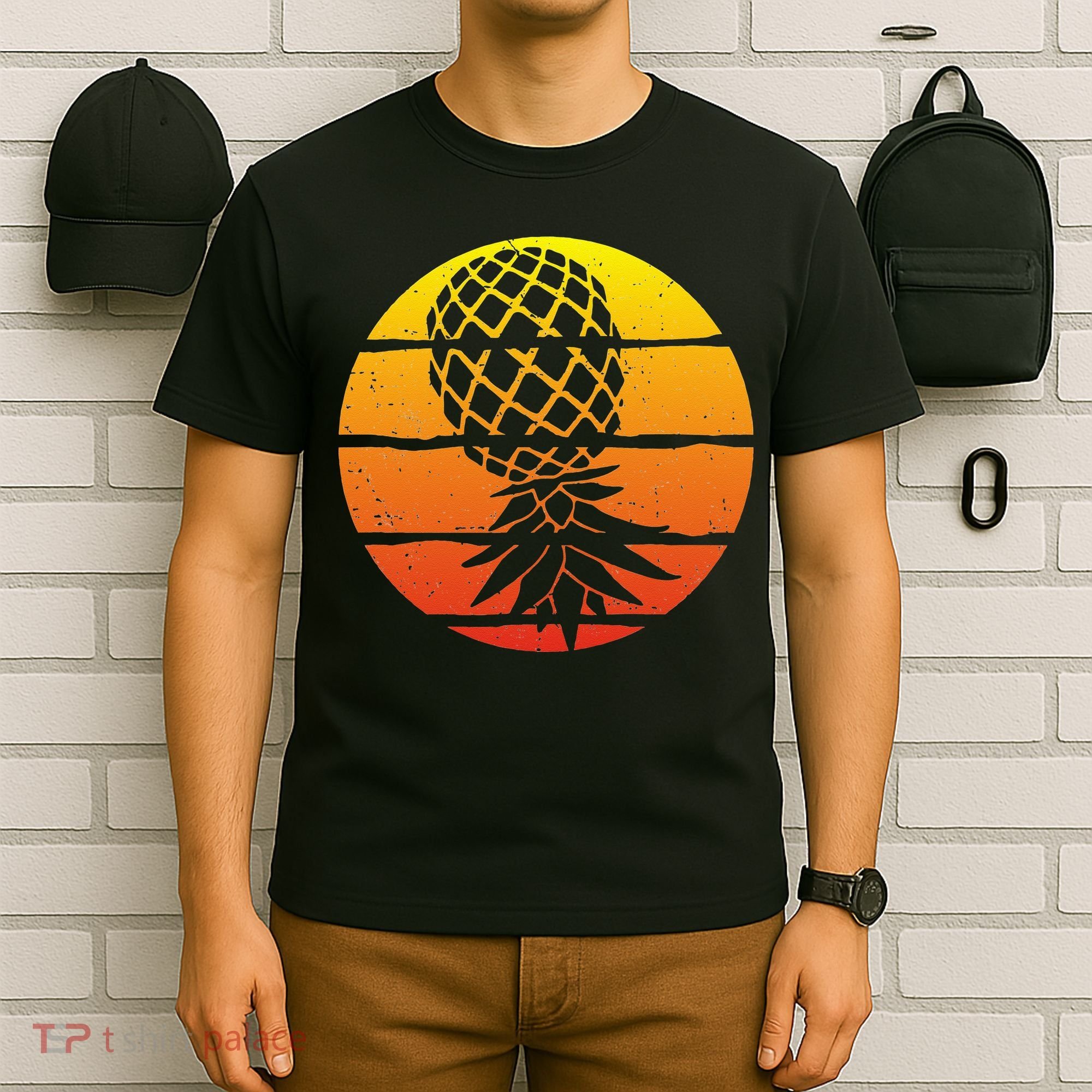 Retro Sunset Upside Down Pineapple Swinger T-Shirt