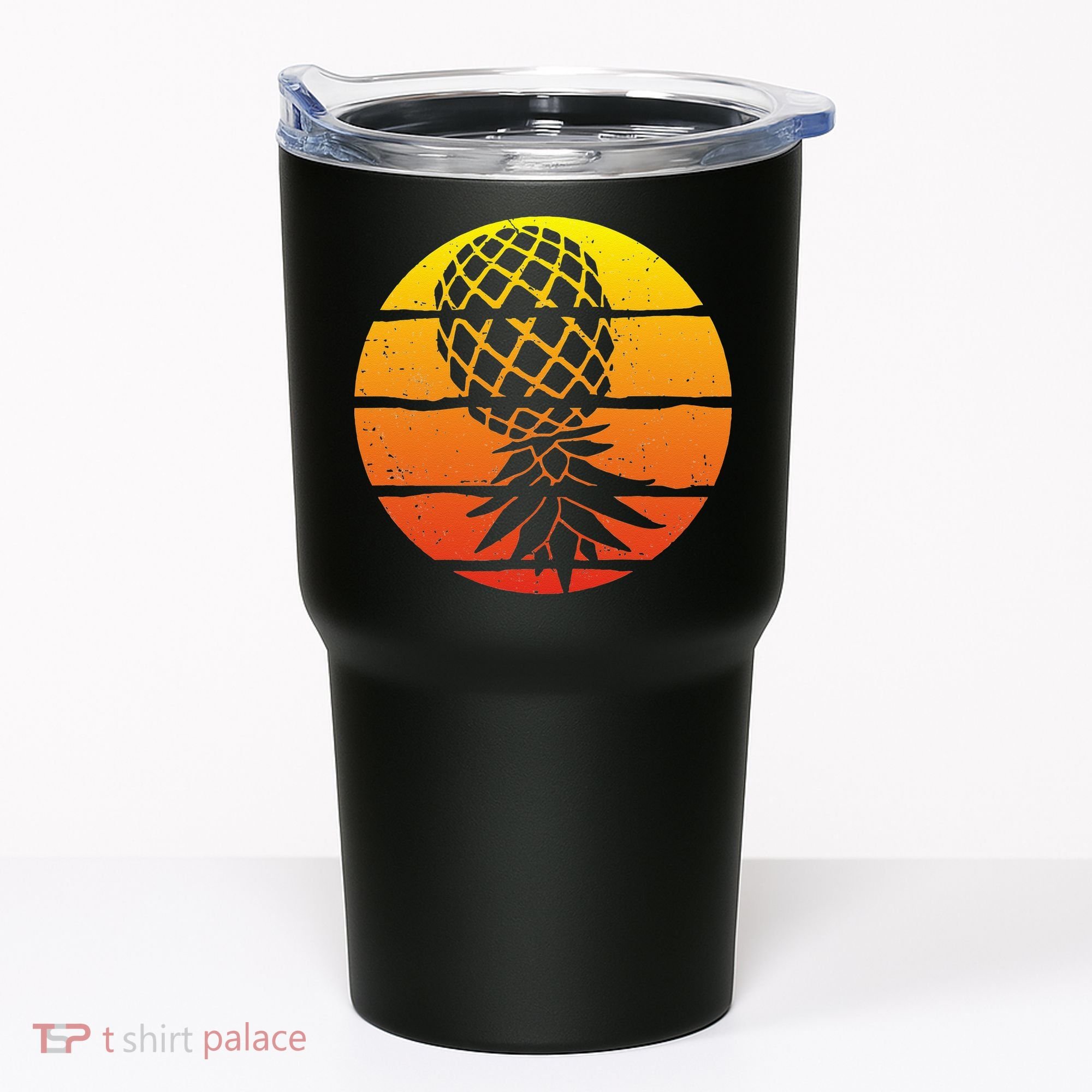 Retro Sunset Upside Down Pineapple Swinger Tumbler