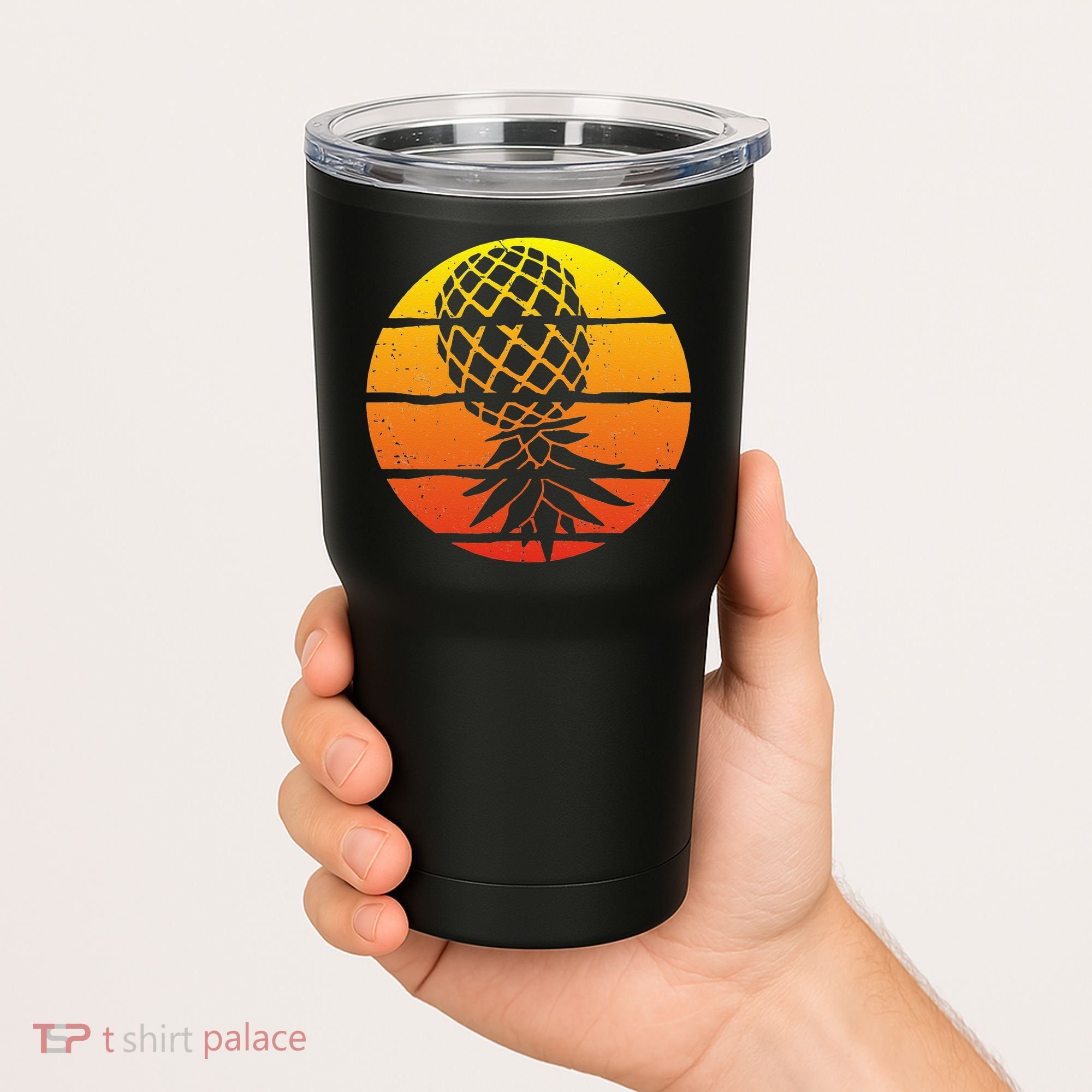 Retro Sunset Upside Down Pineapple Swinger Tumbler