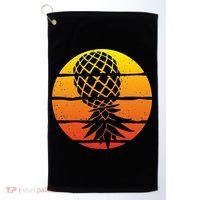 Retro Sunset Upside Down Pineapple Swinger Golf Towel thumb 0