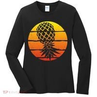 Retro Sunset Upside Down Pineapple Swinger Women's Long Sleeve Shirt thumb 0