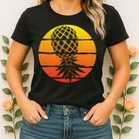 Retro Sunset Upside Down Pineapple Swinger Women's T-Shirt thumb 2