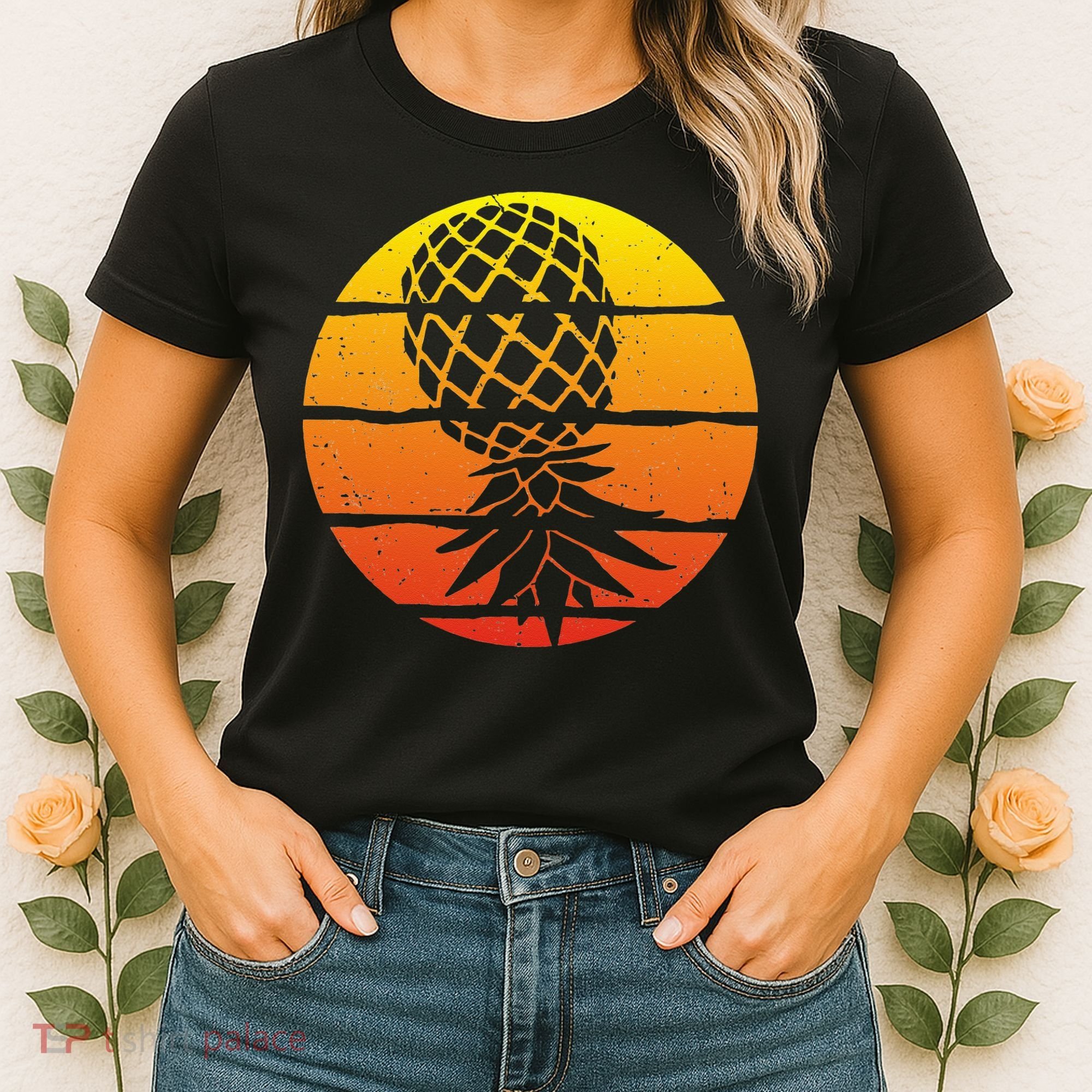 Retro Sunset Upside Down Pineapple Swinger Women's T-Shirt