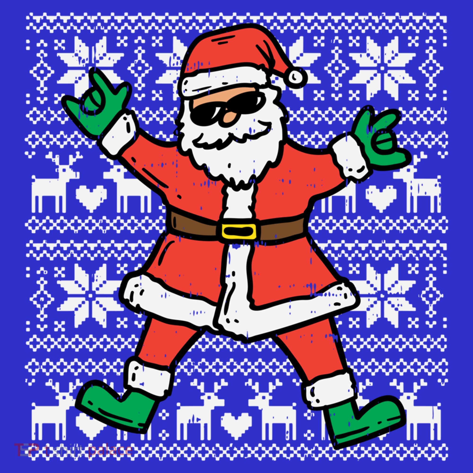 Rocker Santa Ugly Xmas Sweater Funny Christmas Rock Gift Sweatshirt
