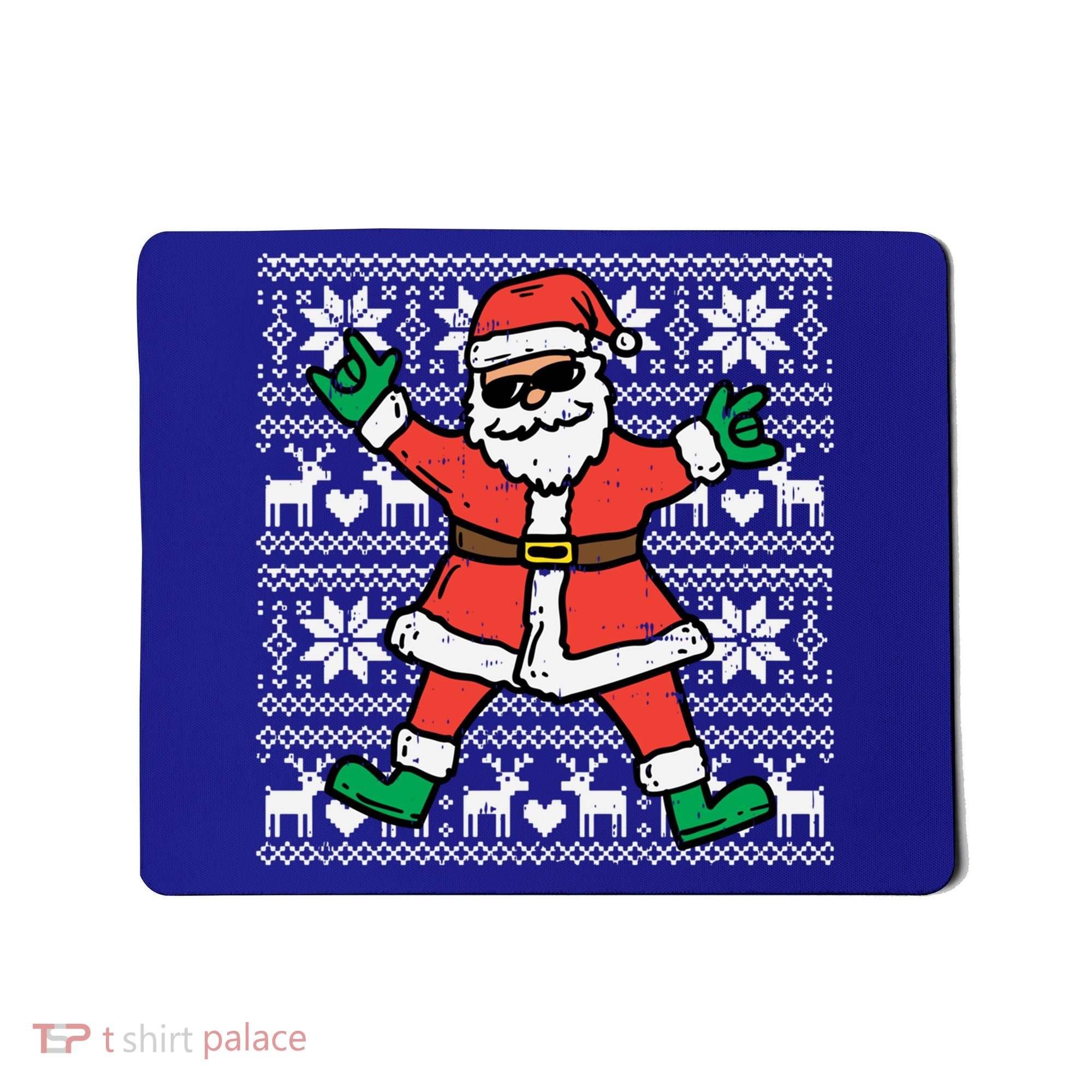 Rocker Santa Ugly Xmas Sweater Funny Christmas Rock Gift Mousepad