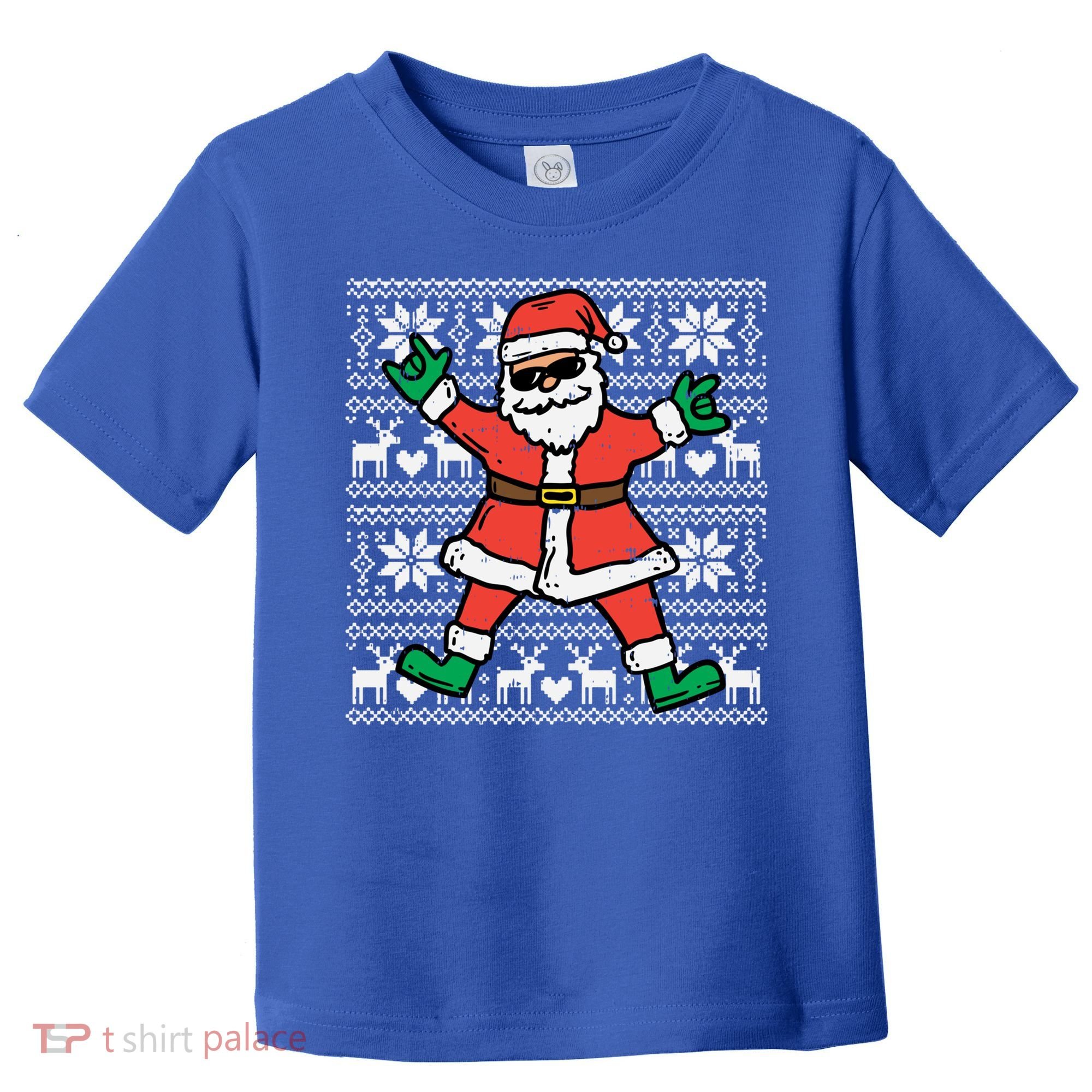 Rocker Santa Ugly Xmas Sweater Funny Christmas Rock Gift Toddler T-Shirt