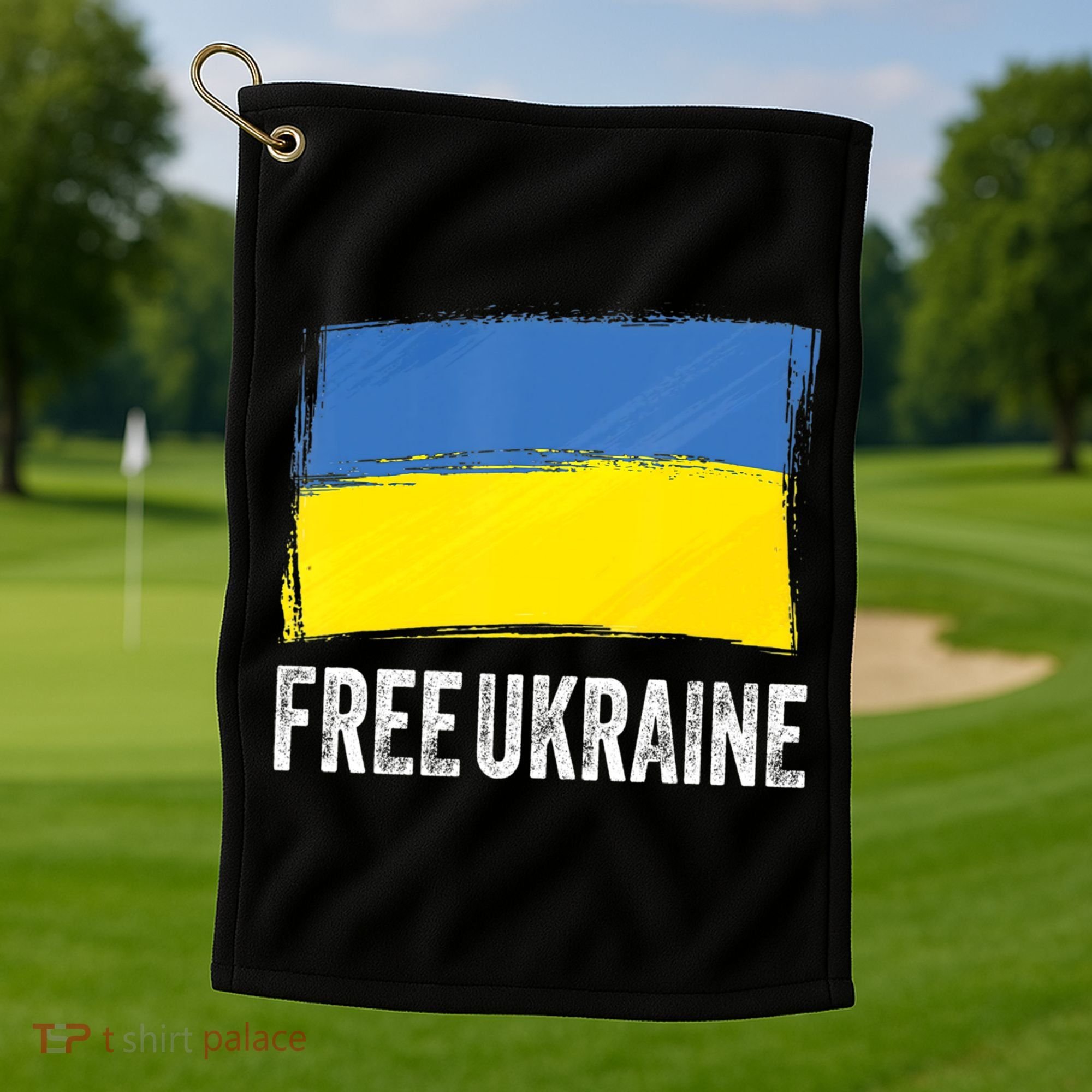 Retro Support Ukraine I Stand With Ukraine Flag Free Ukraine Gift Golf Towel