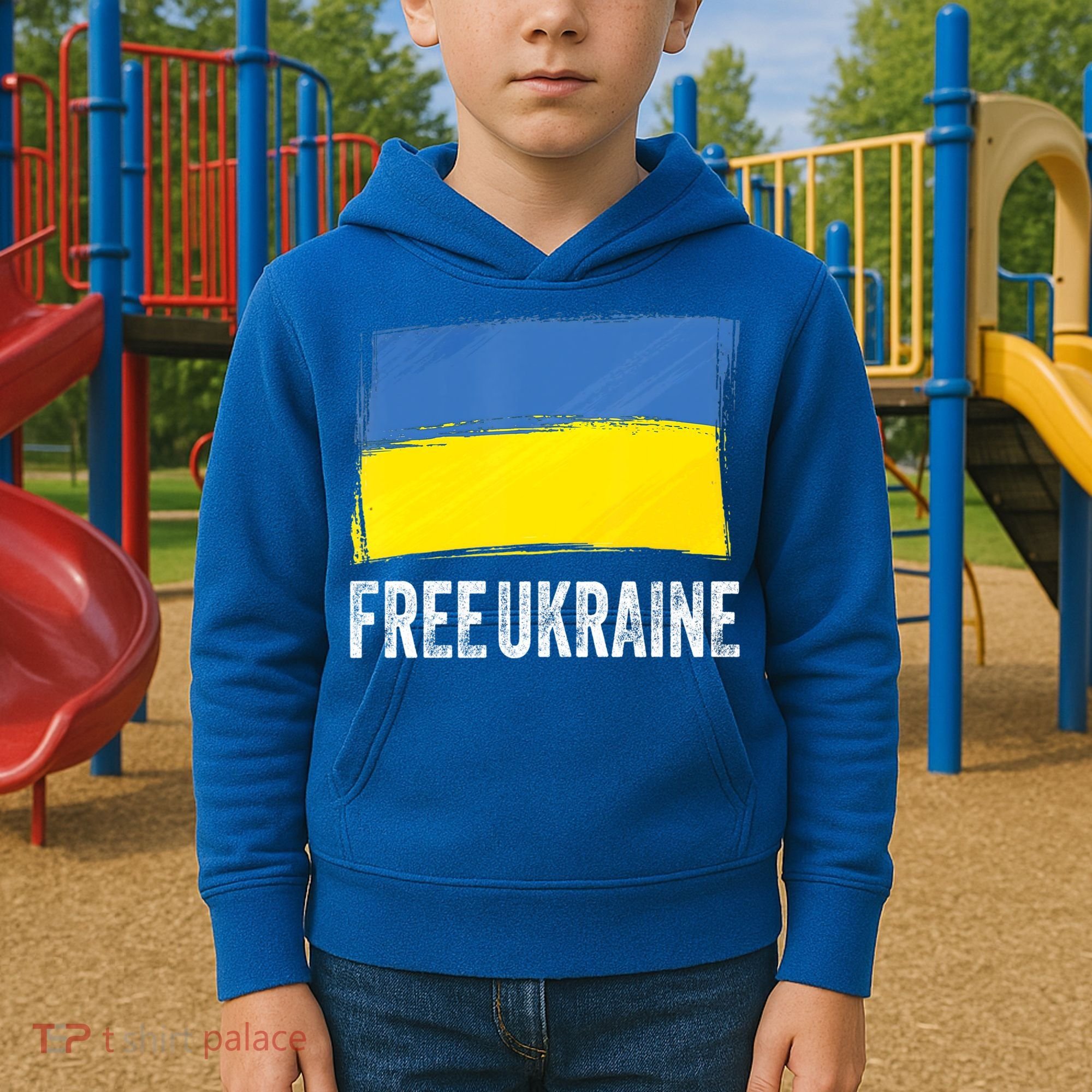 Retro Support Ukraine I Stand With Ukraine Flag Free Ukraine Gift Kids Hoodie