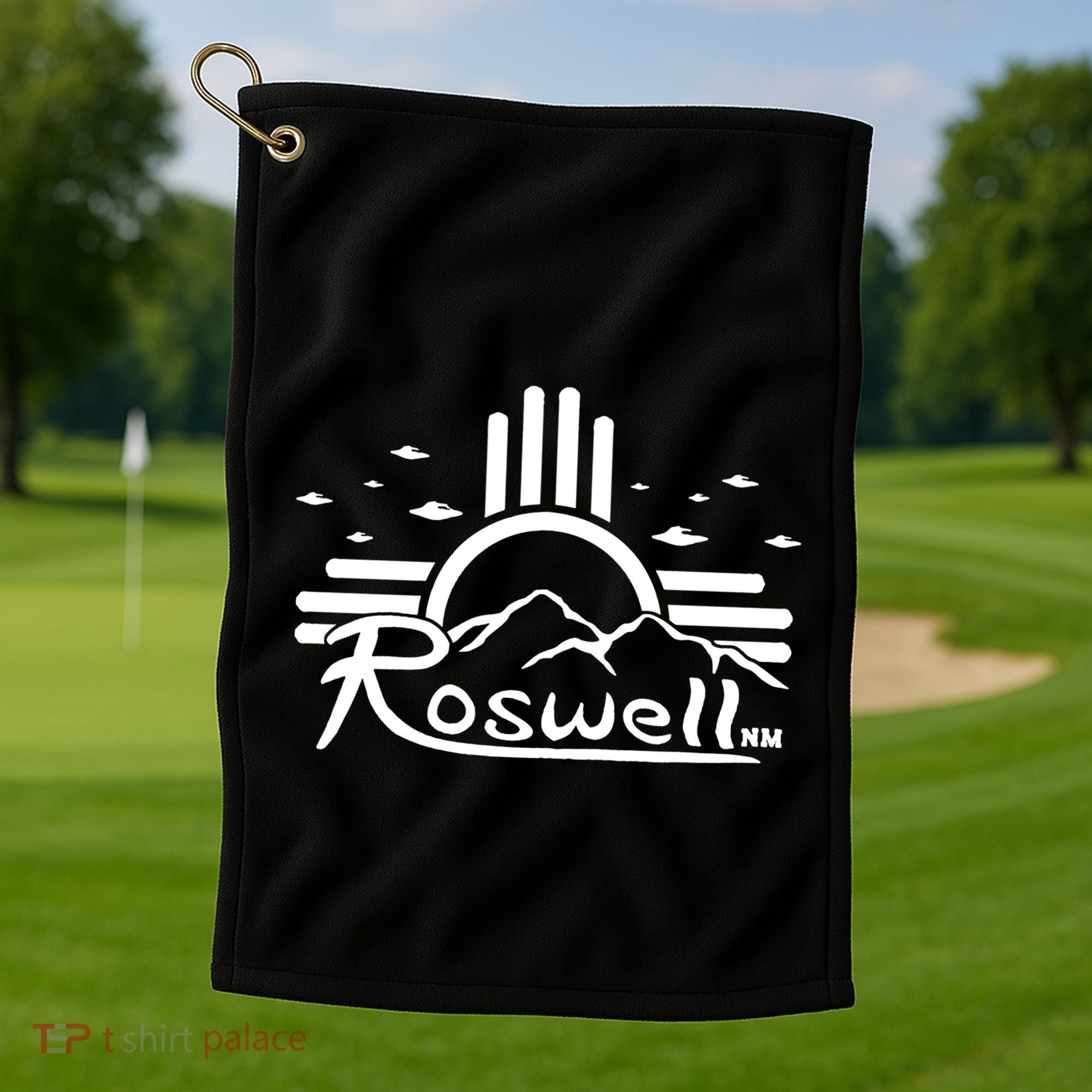 Roswell Sun Ufo Alien Funny Golf Towel