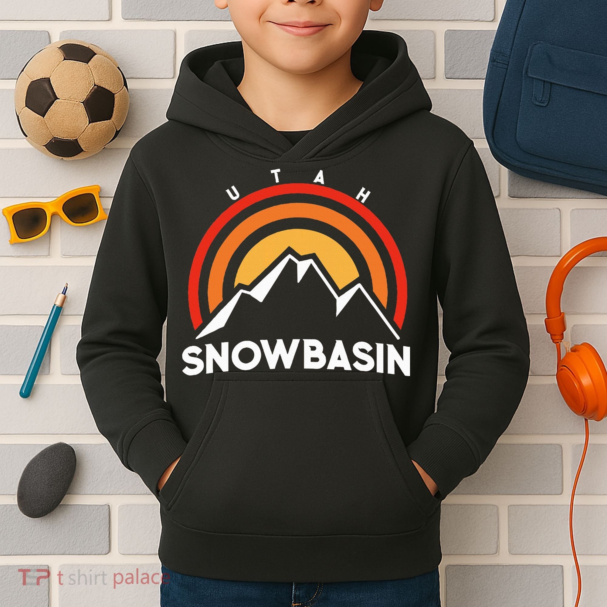 Retro Snowbasin Utah Kids Hoodie