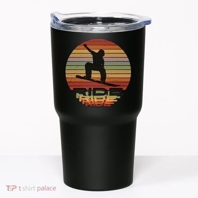 Ride Snowboard Vintage Sunset Distressed Snowboarder Graphic Tumbler